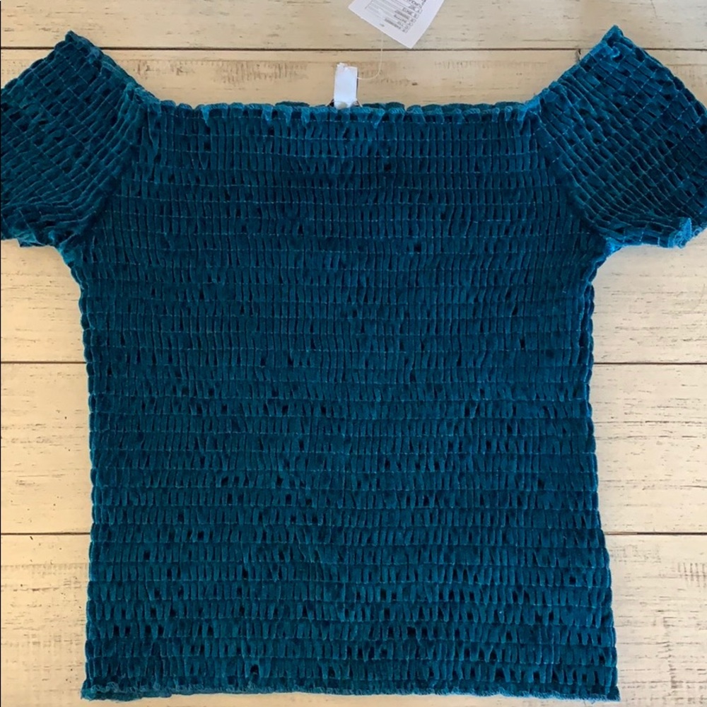 Turquoise off the shoulder top